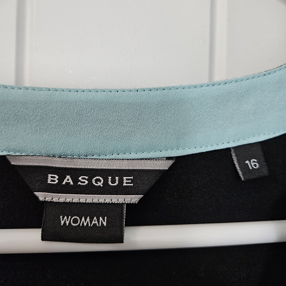 Basque Plus Size 16 - Mint Blue & Black - Sleeveless Flowy Top - Picture 4 of 4
